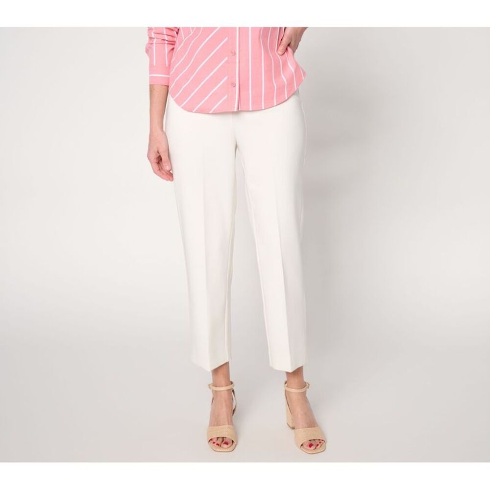 Joan Rivers Classics Collection Women's Pants Sz L Bi-Stretch Twill White